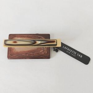 NWT New Lafayette 148 New York Gold Tone Brown Marble Resin Brooch Pin Italy